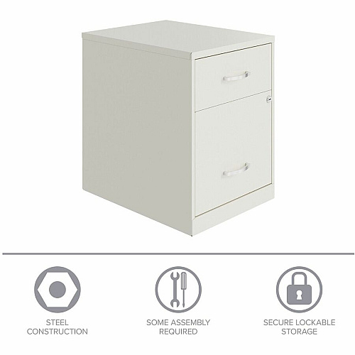 NuSparc File Cabinet 14.2" Width x 18" Depth x 19" Height - 2 x Drawer(s) for File, Box - Letter - Vertical - Locking Drawer, Glide Suspension, Nonporous Surface - White - Baked Enamel - Steel (VF218GAWE)