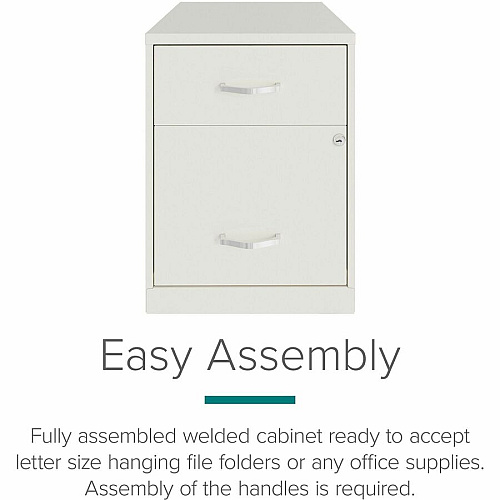 NuSparc File Cabinet 14.2" Width x 18" Depth x 19" Height - 2 x Drawer(s) for File, Box - Letter - Vertical - Locking Drawer, Glide Suspension, Nonporous Surface - White - Baked Enamel - Steel (VF218GAWE)