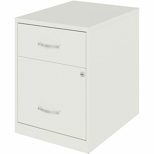 NuSparc File Cabinet 14.2" Width x 18" Depth x 19" Height - 2 x Drawer(s) for File, Box - Letter - Vertical - Locking Drawer, Glide Suspension, Nonporous Surface - White - Baked Enamel - Steel (VF218GAWE)