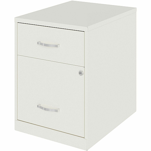 NuSparc File Cabinet 14.2" Width x 18" Depth x 19" Height - 2 x Drawer(s) for File, Box - Letter - Vertical - Locking Drawer, Glide Suspension, Nonporous Surface - White - Baked Enamel - Steel (VF218GAWE)