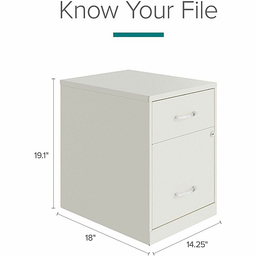 NuSparc File Cabinet 14.2" Width x 18" Depth x 19" Height - 2 x Drawer(s) for File, Box - Letter - Vertical - Locking Drawer, Glide Suspension, Nonporous Surface - White - Baked Enamel - Steel (VF218GAWE)