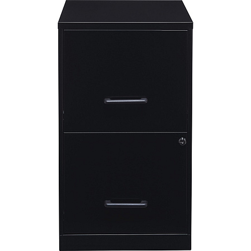 NuSparc File Cabinet 14.2" Width x 18" Depth x 24.5" Height - 2 x Drawer(s) for File - Letter - Vertical - Locking Drawer, Glide Suspension, Nonporous Surface - Black - Baked Enamel - Steel - Recycled (VF218AABK)