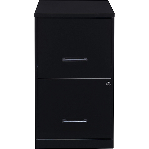 NuSparc File Cabinet 14.2" Width x 18" Depth x 24.5" Height - 2 x Drawer(s) for File - Letter - Vertical - Locking Drawer, Glide Suspension, Nonporous Surface - Black - Baked Enamel - Steel - Recycled (VF218AABK)