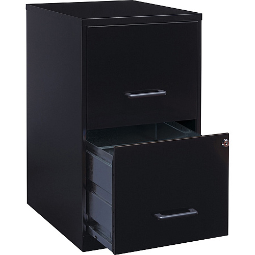 NuSparc File Cabinet 14.2" Width x 18" Depth x 24.5" Height - 2 x Drawer(s) for File - Letter - Vertical - Locking Drawer, Glide Suspension, Nonporous Surface - Black - Baked Enamel - Steel - Recycled (VF218AABK)