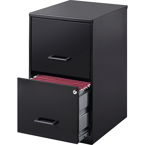 NuSparc File Cabinet 14.2" Width x 18" Depth x 24.5" Height - 2 x Drawer(s) for File - Letter - Vertical - Locking Drawer, Glide Suspension, Nonporous Surface - Black - Baked Enamel - Steel - Recycled (VF218AABK)
