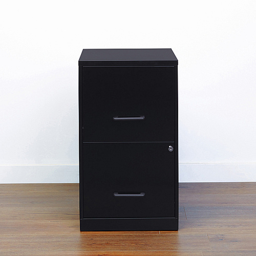 NuSparc File Cabinet 14.2" Width x 18" Depth x 24.5" Height - 2 x Drawer(s) for File - Letter - Vertical - Locking Drawer, Glide Suspension, Nonporous Surface - Black - Baked Enamel - Steel - Recycled (VF218AABK)