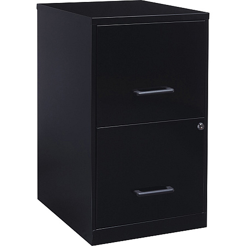 NuSparc File Cabinet 14.2" Width x 18" Depth x 24.5" Height - 2 x Drawer(s) for File - Letter - Vertical - Locking Drawer, Glide Suspension, Nonporous Surface - Black - Baked Enamel - Steel - Recycled (VF218AABK)