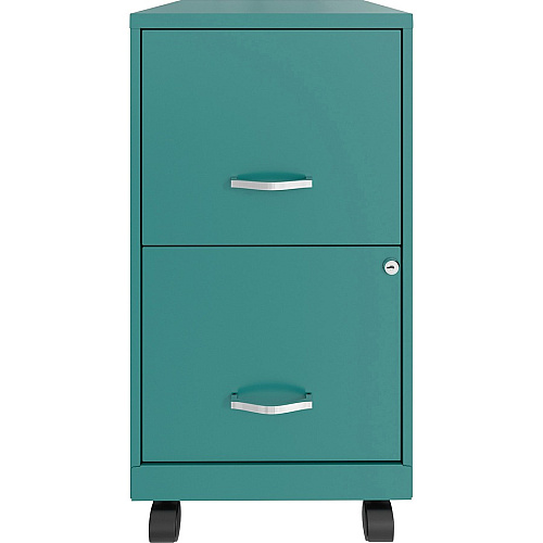 NuSparc Mobile File Cabinet 14.2" Width x 18" Depth x 26.5" Height for File - Letter - Mobility, Locking Drawer, Glide Suspension, 3/4 Drawer Extension, Cam Lock, Nonporous Surface - Teal - Painted Steel, Steel - Recycled (VF218AMTL)