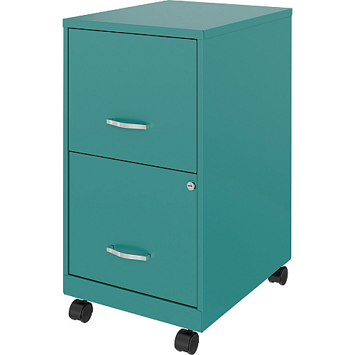 NuSparc Mobile File Cabinet 14.2" Width x 18" Depth x 26.5" Height for File - Letter - Mobility, Locking Drawer, Glide Suspension, 3/4 Drawer Extension, Cam Lock, Nonporous Surface - Teal - Painted Steel, Steel - Recycled (VF218AMTL)