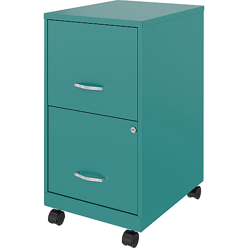 NuSparc Mobile File Cabinet 14.2" Width x 18" Depth x 26.5" Height for File - Letter - Mobility, Locking Drawer, Glide Suspension, 3/4 Drawer Extension, Cam Lock, Nonporous Surface - Teal - Painted Steel, Steel - Recycled (VF218AMTL)