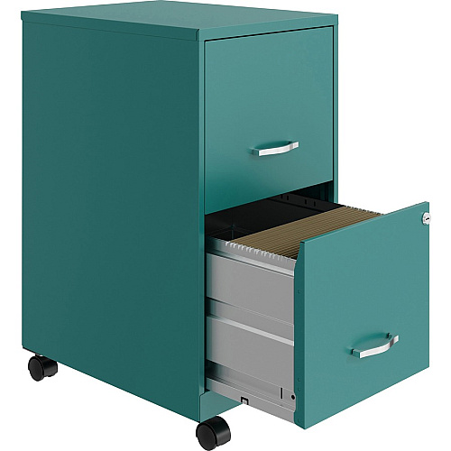 NuSparc Mobile File Cabinet 14.2" Width x 18" Depth x 26.5" Height for File - Letter - Mobility, Locking Drawer, Glide Suspension, 3/4 Drawer Extension, Cam Lock, Nonporous Surface - Teal - Painted Steel, Steel - Recycled (VF218AMTL)