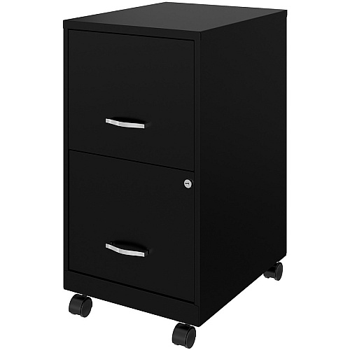 NuSparc Mobile File Cabinet 14.2" Width x 18" Depth x 26.5" Height for File - Letter - Mobility, Locking Drawer, Glide Suspension, 3/4 Drawer Extension, Cam Lock, Nonporous Surface - Black - Painted Steel, Steel - Recycled (VF218AMBK)