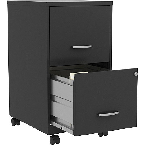 NuSparc Mobile File Cabinet 14.2" Width x 18" Depth x 26.5" Height for File - Letter - Mobility, Locking Drawer, Glide Suspension, 3/4 Drawer Extension, Cam Lock, Nonporous Surface - Black - Painted Steel, Steel - Recycled (VF218AMBK)