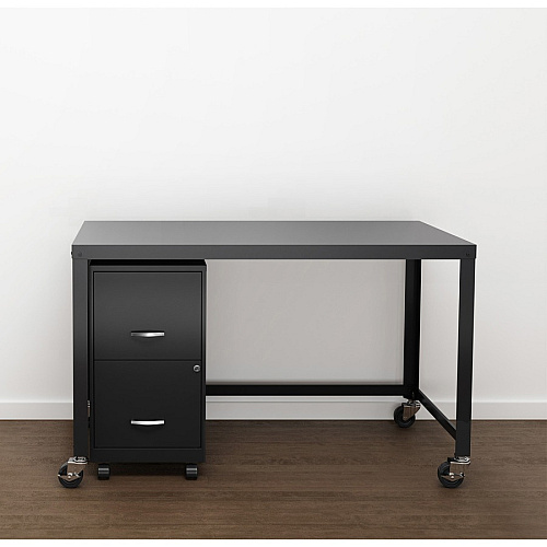 NuSparc Mobile File Cabinet 14.2" Width x 18" Depth x 26.5" Height for File - Letter - Mobility, Locking Drawer, Glide Suspension, 3/4 Drawer Extension, Cam Lock, Nonporous Surface - Black - Painted Steel, Steel - Recycled (VF218AMBK)