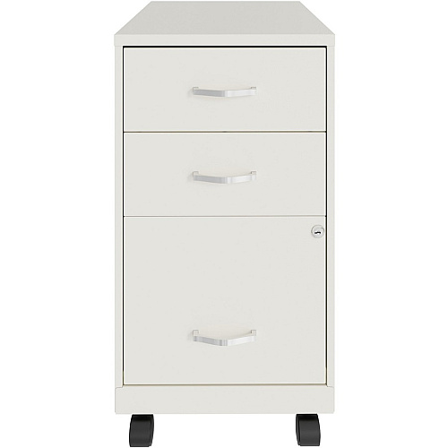 NuSparc 3-Drawer Organizer Metal File Cabinet 14.2" Width x 18" Depth x 26.7" Height - 3 x Drawer(s) for File, Box - Letter - Glide Suspension, 3/4 Drawer Extension, Anti-tip, Lockable, Mobility - White - Metal - Recycled (VF318CMWE)