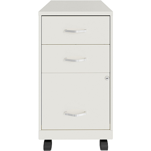 NuSparc 3-Drawer Organizer Metal File Cabinet 14.2" Width x 18" Depth x 26.7" Height - 3 x Drawer(s) for File, Box - Letter - Glide Suspension, 3/4 Drawer Extension, Anti-tip, Lockable, Mobility - White - Metal - Recycled (VF318CMWE)