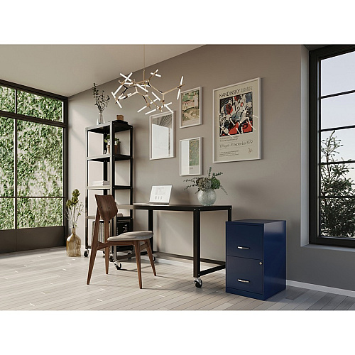 NuSparc File Cabinet 14.2" Width x 18" Depth x 24.5" Height - 2 x Drawer(s) for File - Letter - Vertical - Locking Drawer, Glide Suspension, Nonporous Surface - Blue - Baked Enamel - Steel - Recycled (VF218AANY)