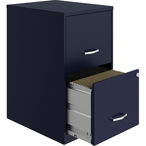 NuSparc File Cabinet 14.2" Width x 18" Depth x 24.5" Height - 2 x Drawer(s) for File - Letter - Vertical - Locking Drawer, Glide Suspension, Nonporous Surface - Blue - Baked Enamel - Steel - Recycled (VF218AANY)