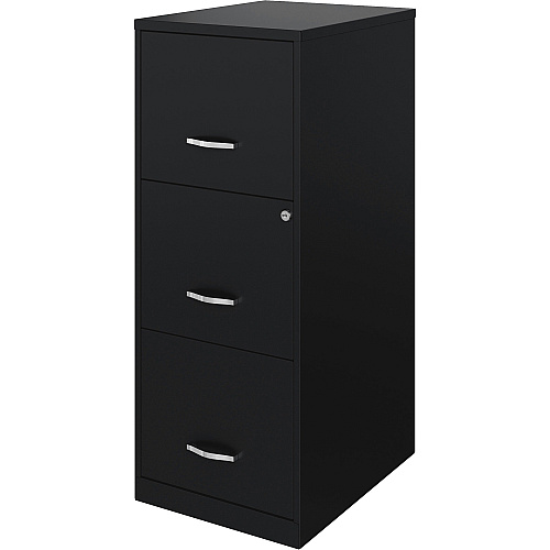 NuSparc Vertical File Cabinet 14.2" Width x 18" Depth x 35.5" Height - 3 x Drawer(s) for File - Letter - Vertical - Cam Lock, Glide Suspension, Anti-tip, Nonporous Surface, 3/4 Drawer Extension - Black - Baked Enamel - Metal - Recycled (VF318FFBK)