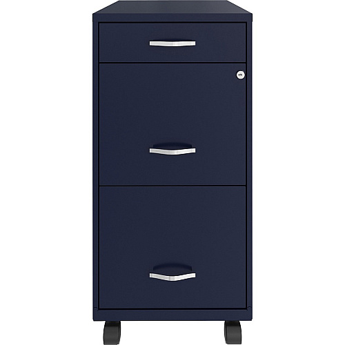 NuSparc Mobile File Cabinet 14.2" Width x 18" Depth x 29.5" Height - 3 x Drawer(s) for File, Box - Letter - Mobility, Locking Drawer, Glide Suspension, 3/4 Drawer Extension, Cam Lock, Nonporous Surface - Blue - Painted Steel - Recycled (VF318BMNY)