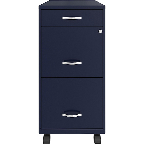 NuSparc Mobile File Cabinet 14.2" Width x 18" Depth x 29.5" Height - 3 x Drawer(s) for File, Box - Letter - Mobility, Locking Drawer, Glide Suspension, 3/4 Drawer Extension, Cam Lock, Nonporous Surface - Blue - Painted Steel - Recycled (VF318BMNY)