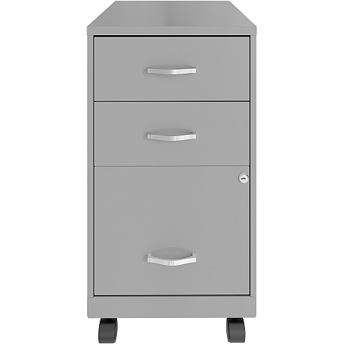 NuSparc 3-Drawer Organizer Metal File Cabinet 14.2" Width x 18" Depth x 26.7" Height - 3 x Drawer(s) for File, Box - Letter - Glide Suspension, 3/4 Drawer Extension, Anti-tip, Lockable, Mobility - Gray - Metal - Recycled (VF318CMSR)