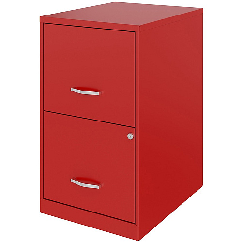 NuSparc File Cabinet 14.2" Width x 18" Depth x 24.5" Height - 2 x Drawer(s) for File - Letter - Vertical - Locking Drawer, Glide Suspension, Nonporous Surface - Red - Baked Enamel - Steel - Recycled (VF218AARD)