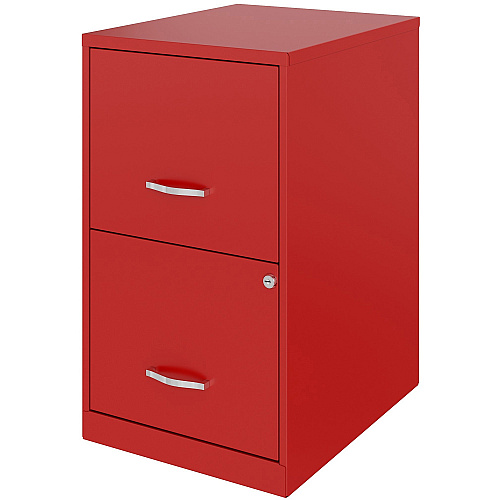 NuSparc File Cabinet 14.2" Width x 18" Depth x 24.5" Height - 2 x Drawer(s) for File - Letter - Vertical - Locking Drawer, Glide Suspension, Nonporous Surface - Red - Baked Enamel - Steel - Recycled (VF218AARD)