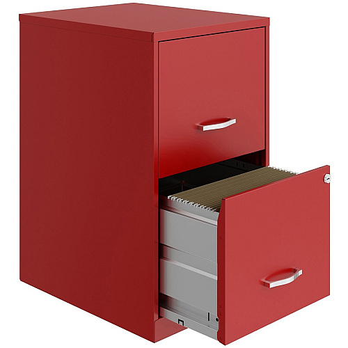 NuSparc File Cabinet 14.2" Width x 18" Depth x 24.5" Height - 2 x Drawer(s) for File - Letter - Vertical - Locking Drawer, Glide Suspension, Nonporous Surface - Red - Baked Enamel - Steel - Recycled (VF218AARD)