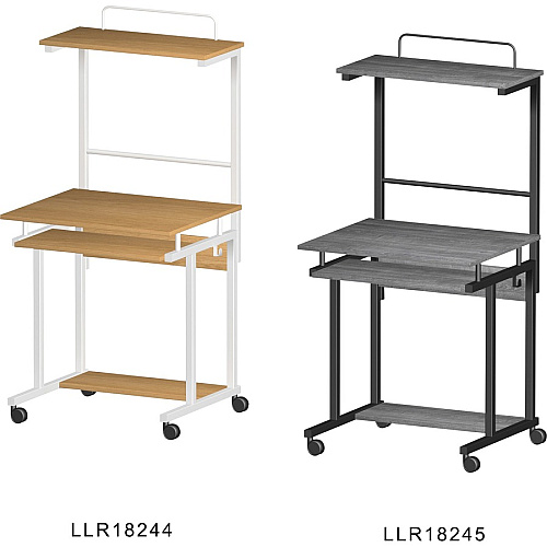NuSparc Mobile Computer Workstation w/Keybrd Tray Weathered Charcoal Laminate, Black Top - 110 lb Capacity - 23.60" Table Top Width x 20.60" Table Top Depth - 53.50" Height - Assembly Required - Medium Density Fiberboard (MDF) Top Material - 1 (WS100AMWC)