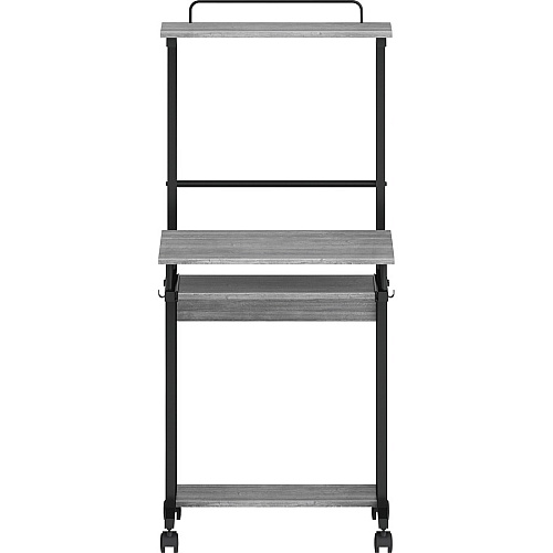 NuSparc Mobile Computer Workstation w/Keybrd Tray Weathered Charcoal Laminate, Black Top - 110 lb Capacity - 23.60" Table Top Width x 20.60" Table Top Depth - 53.50" Height - Assembly Required - Medium Density Fiberboard (MDF) Top Material - 1 (WS100AMWC)