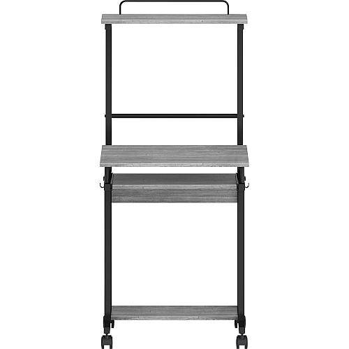 NuSparc Mobile Computer Workstation w/Keybrd Tray Weathered Charcoal Laminate, Black Top - 110 lb Capacity - 23.60" Table Top Width x 20.60" Table Top Depth - 53.50" Height - Assembly Required - Medium Density Fiberboard (MDF) Top Material - 1 (WS100AMWC)