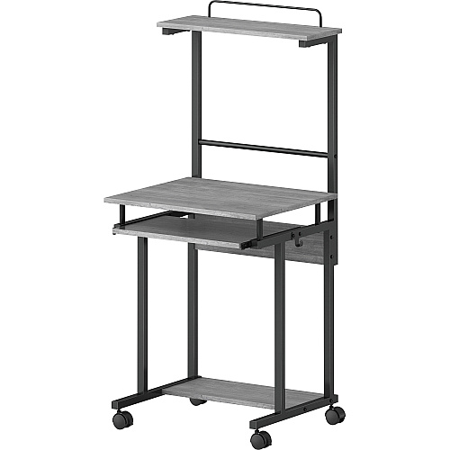 NuSparc Mobile Computer Workstation w/Keybrd Tray Weathered Charcoal Laminate, Black Top - 110 lb Capacity - 23.60" Table Top Width x 20.60" Table Top Depth - 53.50" Height - Assembly Required - Medium Density Fiberboard (MDF) Top Material - 1 (WS100AMWC)