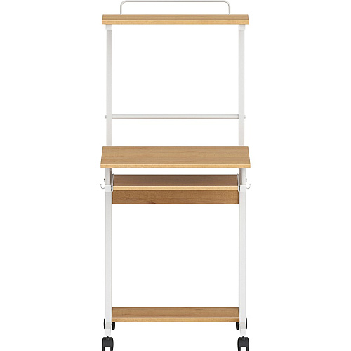 NuSparc Mobile Computer Workstation w/Keybrd Tray Maple, White Top - 110 lb Capacity - 23.60" Table Top Width x 20.60" Table Top Depth - 53.50" Height - Assembly Required - Medium Density Fiberboard (MDF) Top Material - 1 Each (WS100AMME)