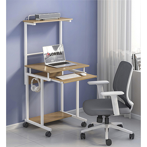 NuSparc Mobile Computer Workstation w/Keybrd Tray Maple, White Top - 110 lb Capacity - 23.60" Table Top Width x 20.60" Table Top Depth - 53.50" Height - Assembly Required - Medium Density Fiberboard (MDF) Top Material - 1 Each (WS100AMME)
