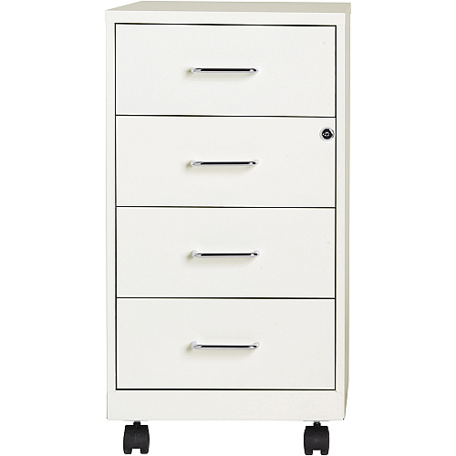 NuSparc Mobile Storage Cabinet 14.2" Width x 18" Depth x 26.5" Height - 4 x Drawer(s) - Letter, Legal - Mobility, Glide Suspension, Anti-tip, Nonporous Surface, Cam Lock, 3/4 Drawer Extension - White - Painted Steel - Recycled (VF418DMWE)