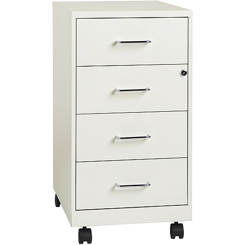 NuSparc Mobile Storage Cabinet 14.2" Width x 18" Depth x 26.5" Height - 4 x Drawer(s) - Letter, Legal - Mobility, Glide Suspension, Anti-tip, Nonporous Surface, Cam Lock, 3/4 Drawer Extension - White - Painted Steel - Recycled (VF418DMWE)