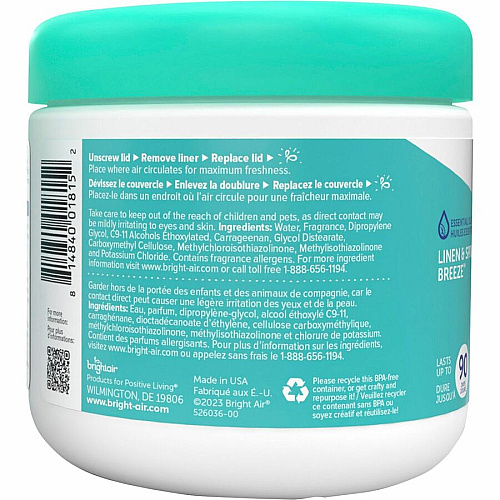 Bright Air Super Odor Eliminator Air Freshener 14 fl oz (0.4 quart) - Linen & Spring Breeze - 90 Day - Cruelty-free, Phthalate-free, Triclosan-free, BHT Free - 1 Each (901046)