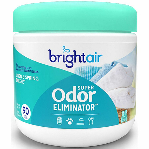 Bright Air Super Odor Eliminator Air Freshener 14 fl oz (0.4 quart) - Linen & Spring Breeze - 90 Day - Cruelty-free, Phthalate-free, Triclosan-free, BHT Free - 6 / Carton (901046CT)