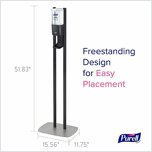 PURELL&reg; ES10 Floor Stand with Automatic Dispenser Floor, Freestanding - Graphite - For High Traffic Area, Sanitizing Dispenser, Waiting Room, Hallway - Low-profile Base, Lightweight, Sturdy (8214DS)