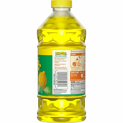 Pine-Sol Multi-Surface Cleaner For Multi Surface - Concentrate - Liquid - 40 fl oz (1.3 quart) - Lemon Fresh Scent - Deodorize, Disinfectant, Dilutable - Yellow - 1 Each (60165)