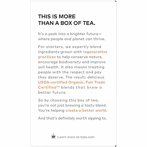 Tazo Regenerative Organic Refresh Mint Herbal Tea Bag Herbal Tea - 16 / Box (00350)