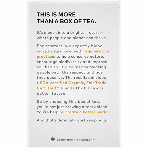 Tazo Regenerative Organic Chai Black Tea Bag Black Tea - Organic - 16 / Box (00305)