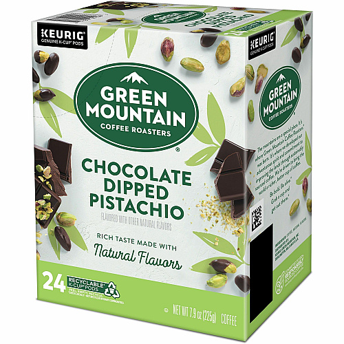 Green Mountain Coffee Roasters&reg; K-Cup Chocolate Dipped Pistachio Coffee Compatible with Keurig Brewer - Smooth - K-Cup, Pod - Chocolate Dipped Pistachio - Kosher - 24 / Box (0158)