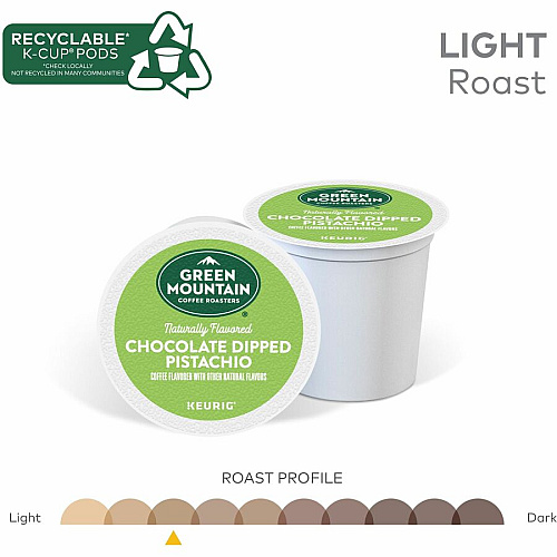 Green Mountain Coffee Roasters&reg; K-Cup Chocolate Dipped Pistachio Coffee Compatible with Keurig Brewer - Smooth - K-Cup, Pod - Chocolate Dipped Pistachio - Kosher - 24 / Box (0158)