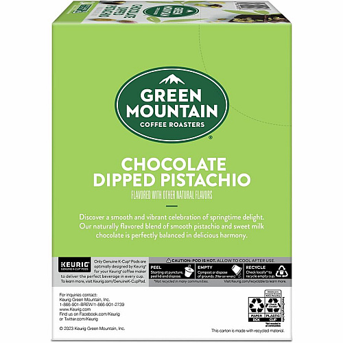Green Mountain Coffee Roasters&reg; K-Cup Chocolate Dipped Pistachio Coffee Compatible with Keurig Brewer - Smooth - K-Cup, Pod - Chocolate Dipped Pistachio - Kosher - 24 / Box (0158)