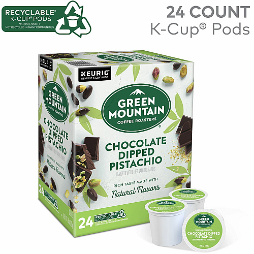Green Mountain Coffee Roasters&reg; K-Cup Chocolate Dipped Pistachio Coffee Compatible with Keurig Brewer - Smooth - K-Cup, Pod - Chocolate Dipped Pistachio - Kosher - 24 / Box (0158)