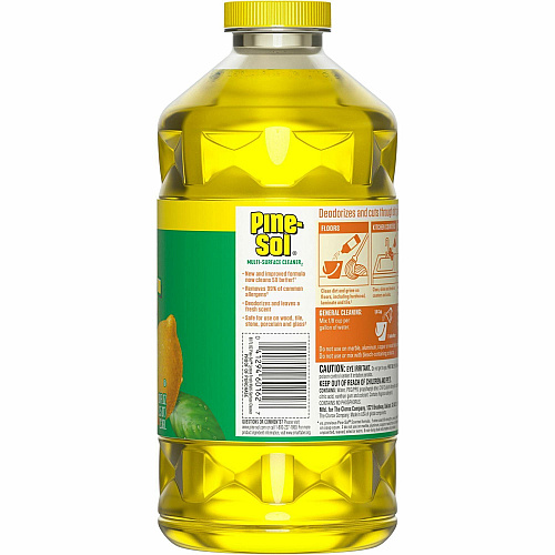 Pine-Sol Multi-Surface Cleaner For Multi Surface - Concentrate - Liquid - 80 fl oz (2.5 quart) - Lemon Fresh Scent - Deodorize, Disinfectant, Dilutable - Yellow - 1 Each (60162)