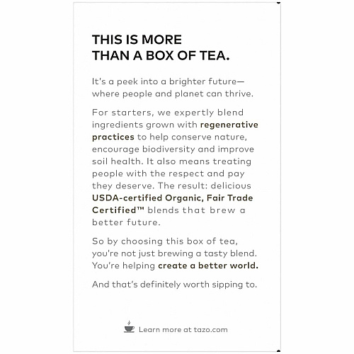 Tazo Regenerative Organic Earl Grey Black Tea Bag Black Tea - 16 / Box (00352)