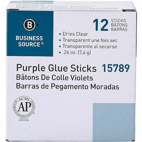 Business Source Bulk Purple Glue Sticks 0.26 oz - Purple - 12 / Box (BSN15789)